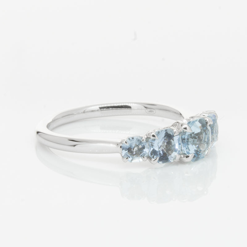 18ct White Gold Five Stone Aquamarine Octavia Ring-Ring-Walker & Hall