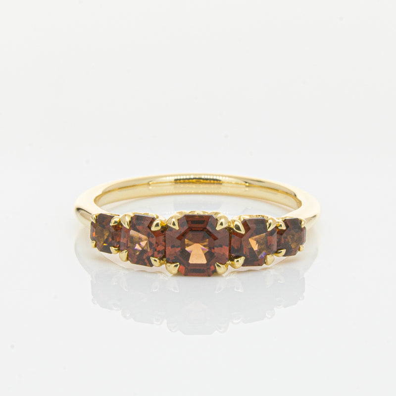 18ct Yellow Gold Five Stone Garnet Octavia Ring-Ring-Walker & Hall