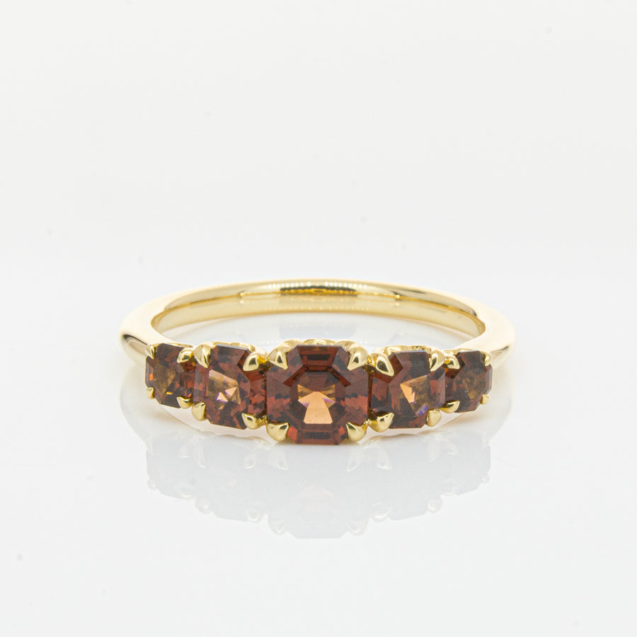 18ct Yellow Gold Five Stone Garnet Octavia Ring-Ring-Walker & Hall