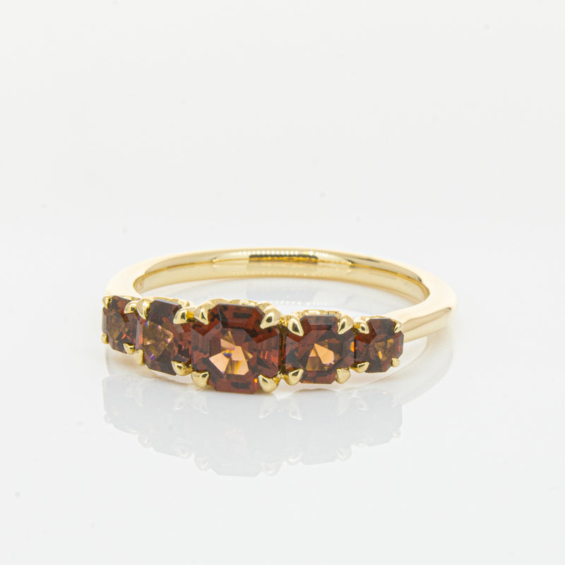 18ct Yellow Gold Five Stone Garnet Octavia Ring-Ring-Walker & Hall