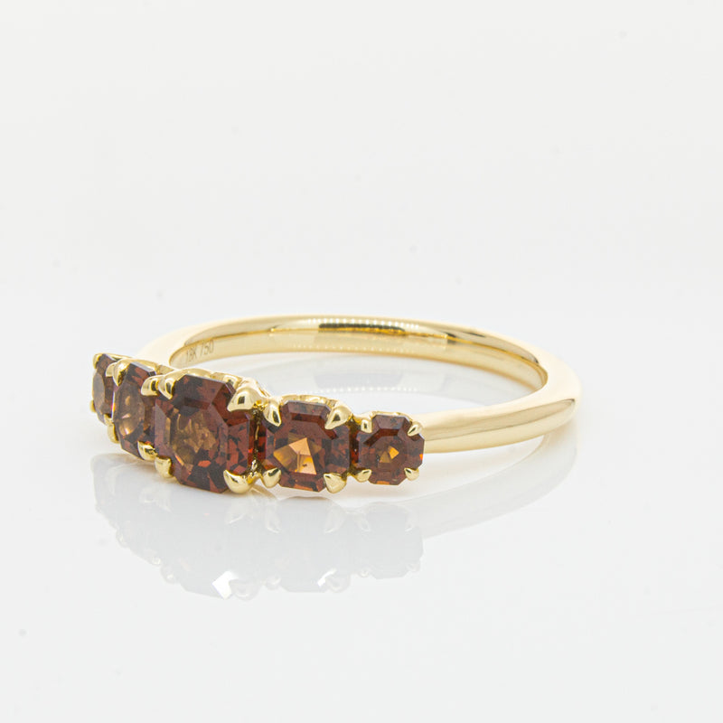 18ct Yellow Gold Five Stone Garnet Octavia Ring-Ring-Walker & Hall