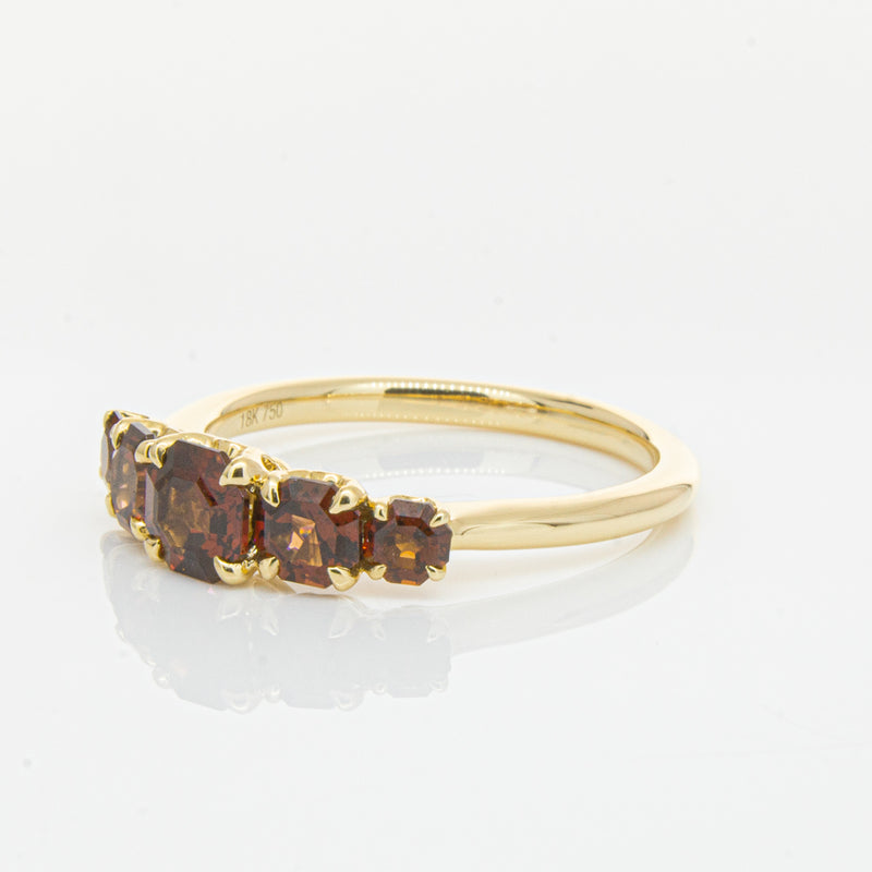 18ct Yellow Gold Five Stone Garnet Octavia Ring-Ring-Walker & Hall