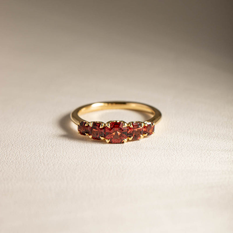 18ct Yellow Gold Five Stone Garnet Octavia Ring-Ring-Walker & Hall