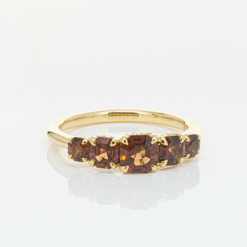 18ct Yellow Gold Five Stone Garnet Octavia Ring-Ring-Walker & Hall
