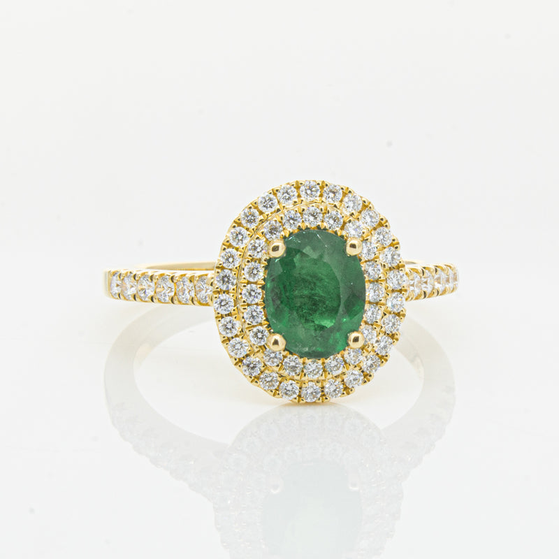 18ct Yellow Gold .81ct Emerald & Diamond Ring-Ring-Walker & Hall