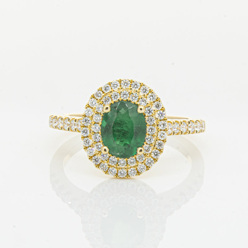 18ct Yellow Gold .81ct Emerald & Diamond Ring-Ring-Walker & Hall