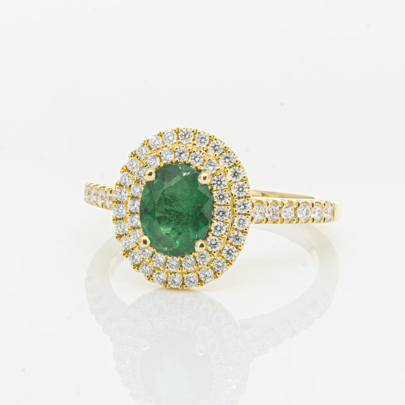 18ct Yellow Gold .81ct Emerald & Diamond Ring-Ring-Walker & Hall