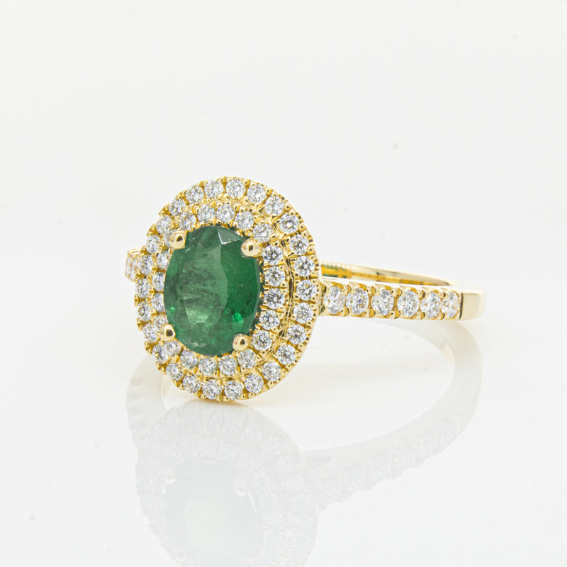 18ct Yellow Gold .81ct Emerald & Diamond Ring-Ring-Walker & Hall