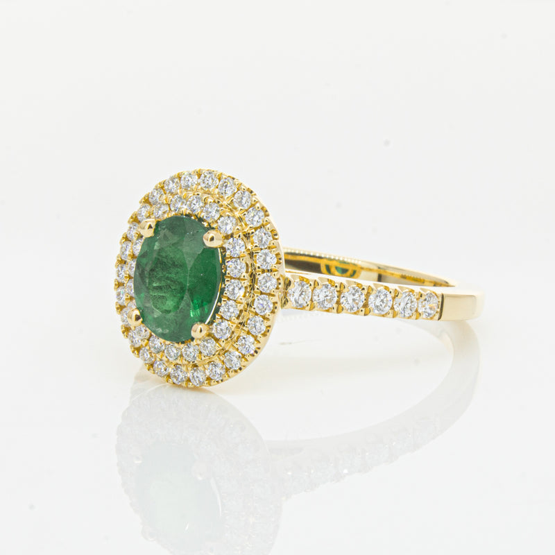 18ct Yellow Gold .81ct Emerald & Diamond Ring-Ring-Walker & Hall
