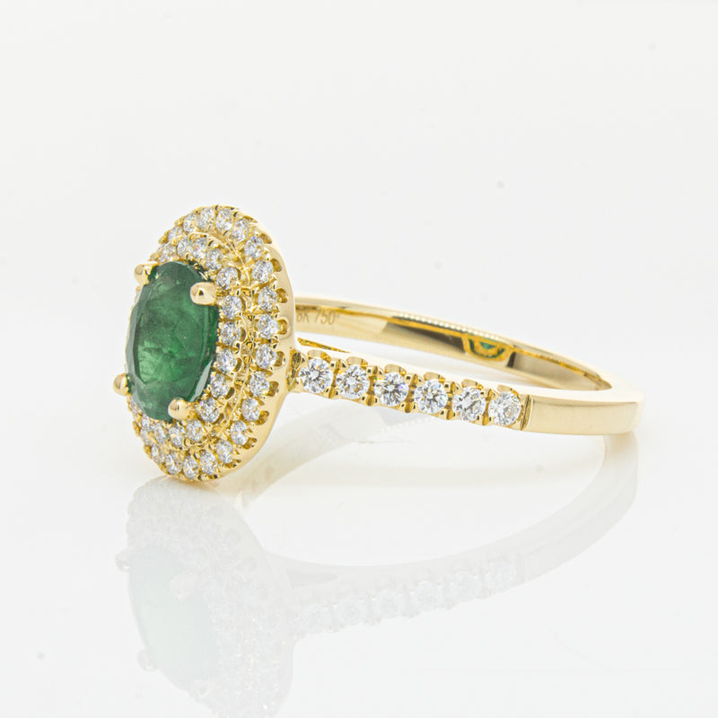 18ct Yellow Gold .81ct Emerald & Diamond Ring-Ring-Walker & Hall
