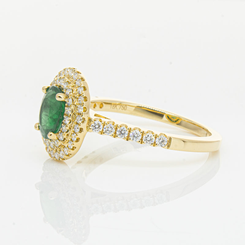 18ct Yellow Gold .81ct Emerald & Diamond Ring-Ring-Walker & Hall