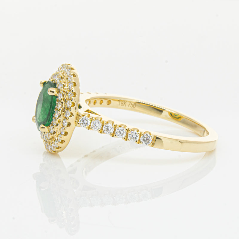 18ct Yellow Gold .81ct Emerald & Diamond Ring-Ring-Walker & Hall