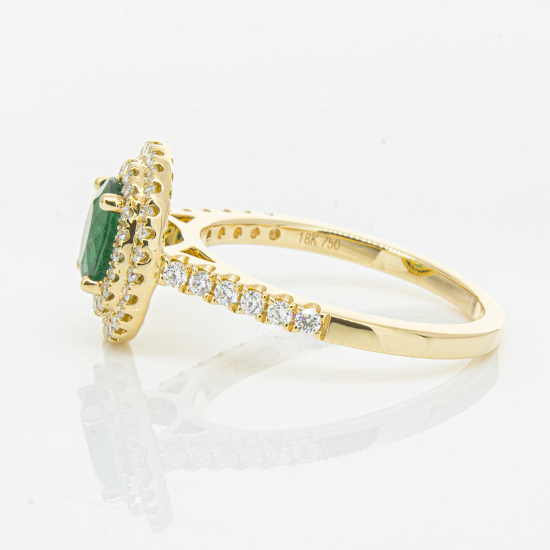 18ct Yellow Gold .81ct Emerald & Diamond Ring-Ring-Walker & Hall