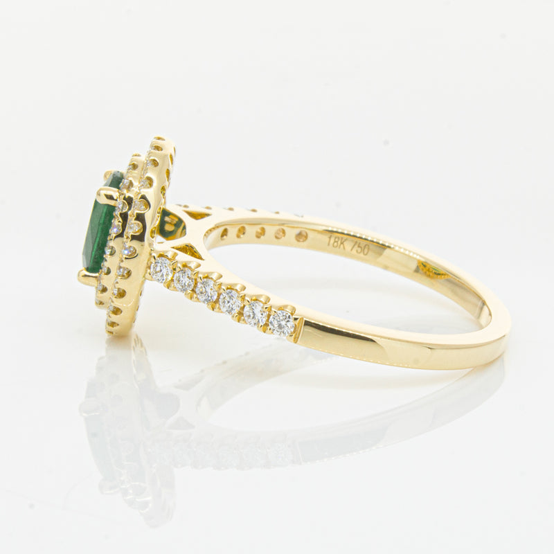 18ct Yellow Gold .81ct Emerald & Diamond Ring-Ring-Walker & Hall