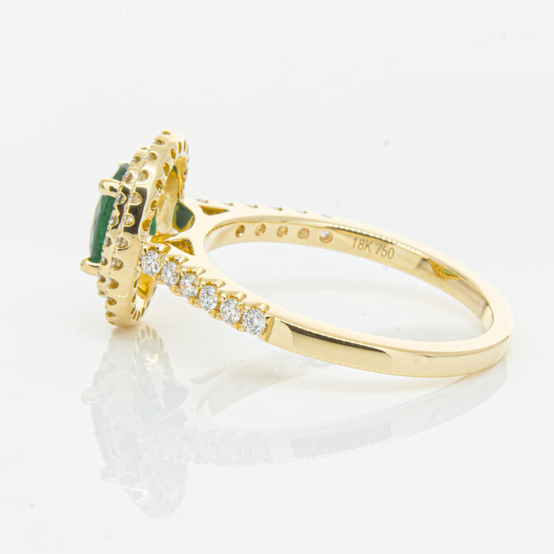 18ct Yellow Gold .81ct Emerald & Diamond Ring-Ring-Walker & Hall