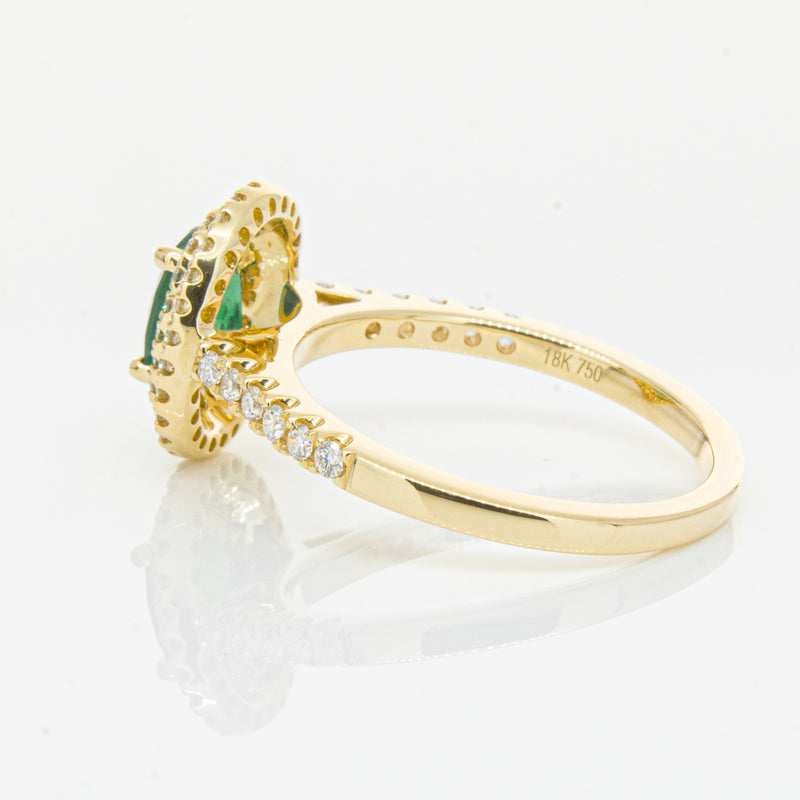18ct Yellow Gold .81ct Emerald & Diamond Ring-Ring-Walker & Hall