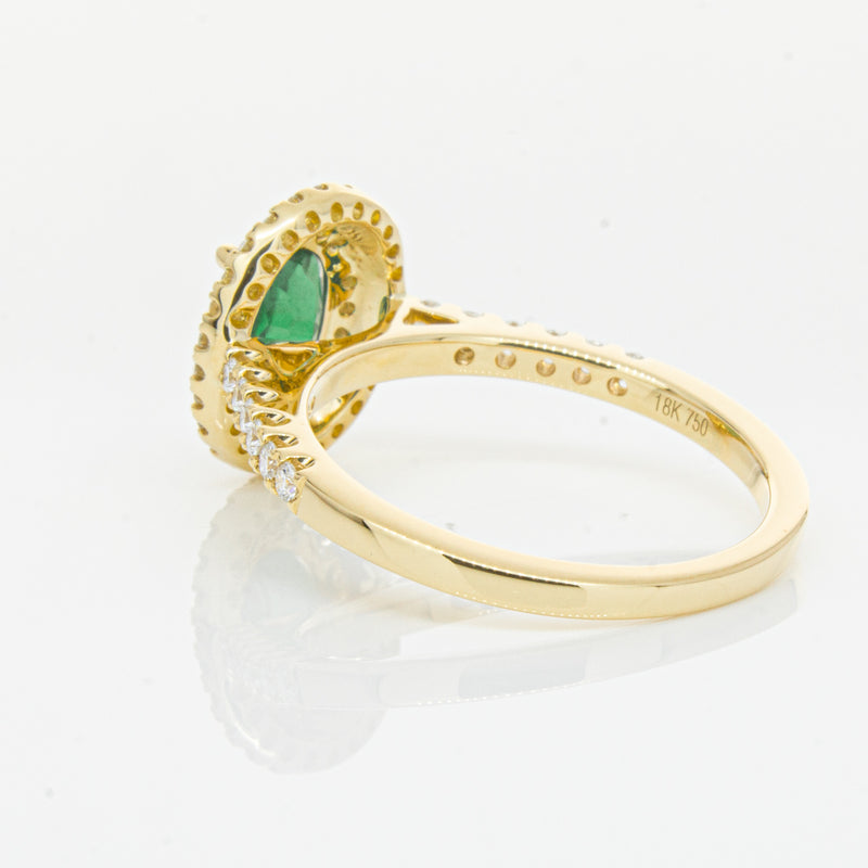 18ct Yellow Gold .81ct Emerald & Diamond Ring-Ring-Walker & Hall