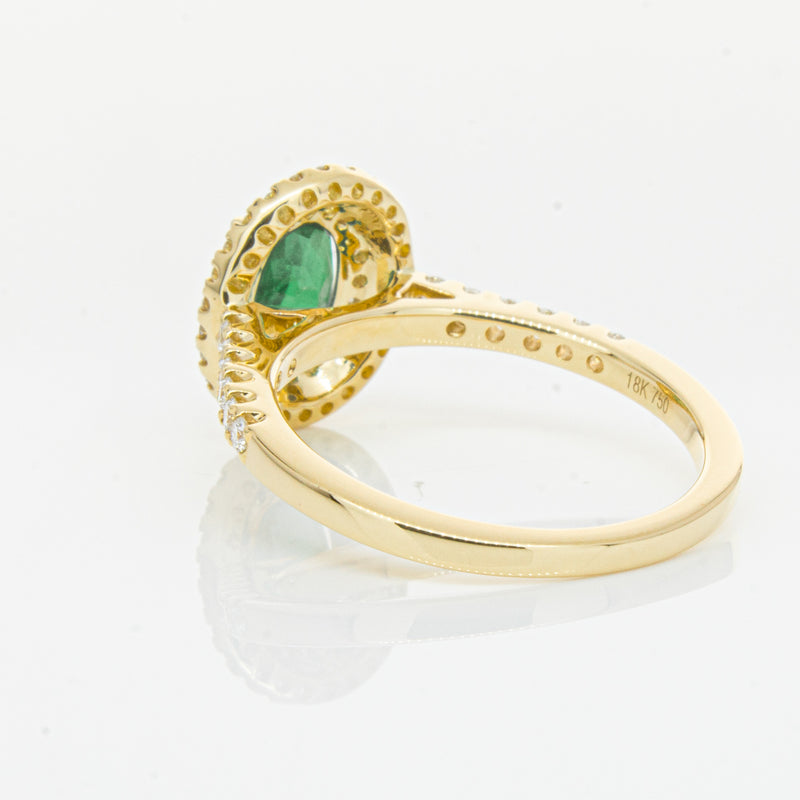 18ct Yellow Gold .81ct Emerald & Diamond Ring-Ring-Walker & Hall