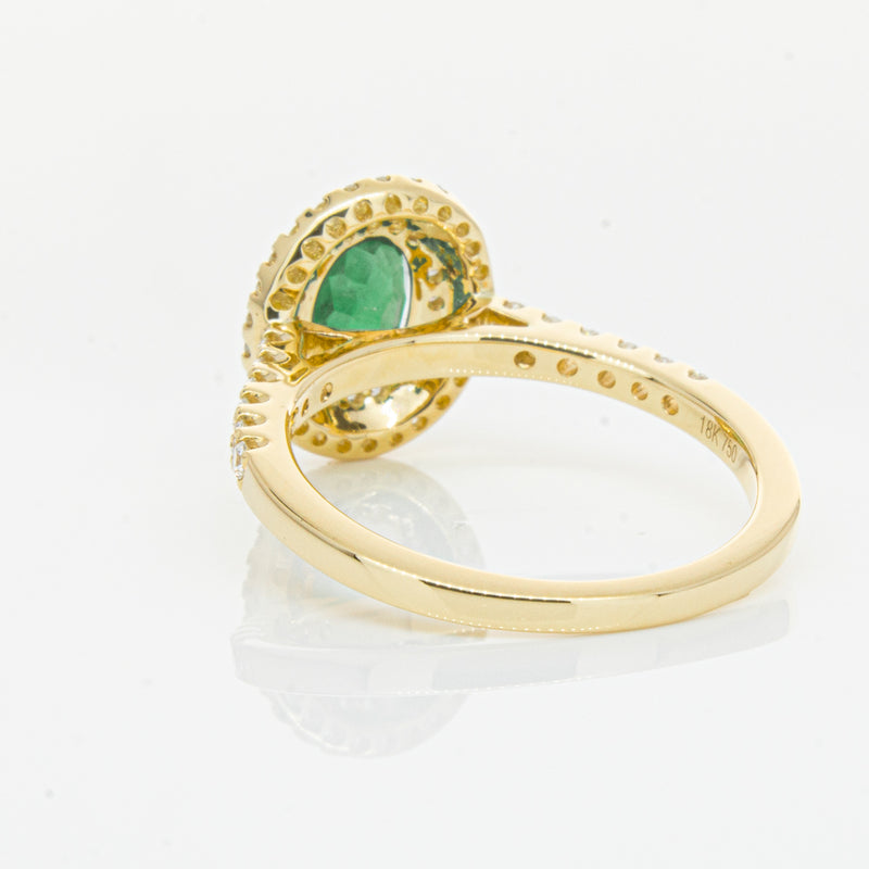 18ct Yellow Gold .81ct Emerald & Diamond Ring-Ring-Walker & Hall