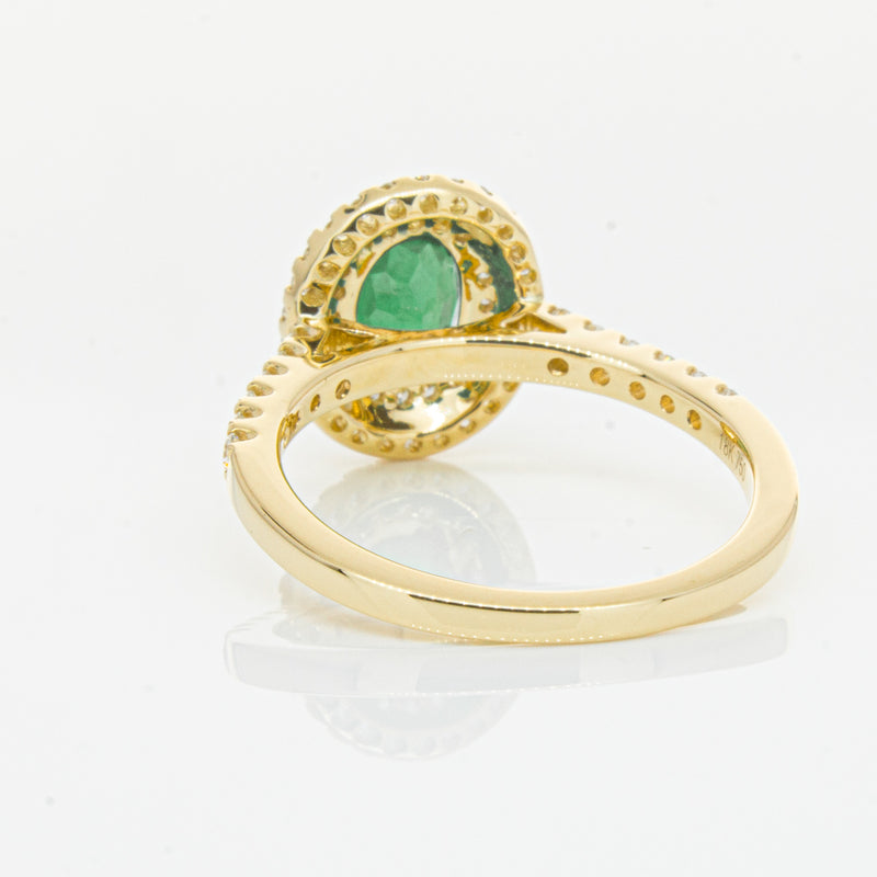 18ct Yellow Gold .81ct Emerald & Diamond Ring-Ring-Walker & Hall