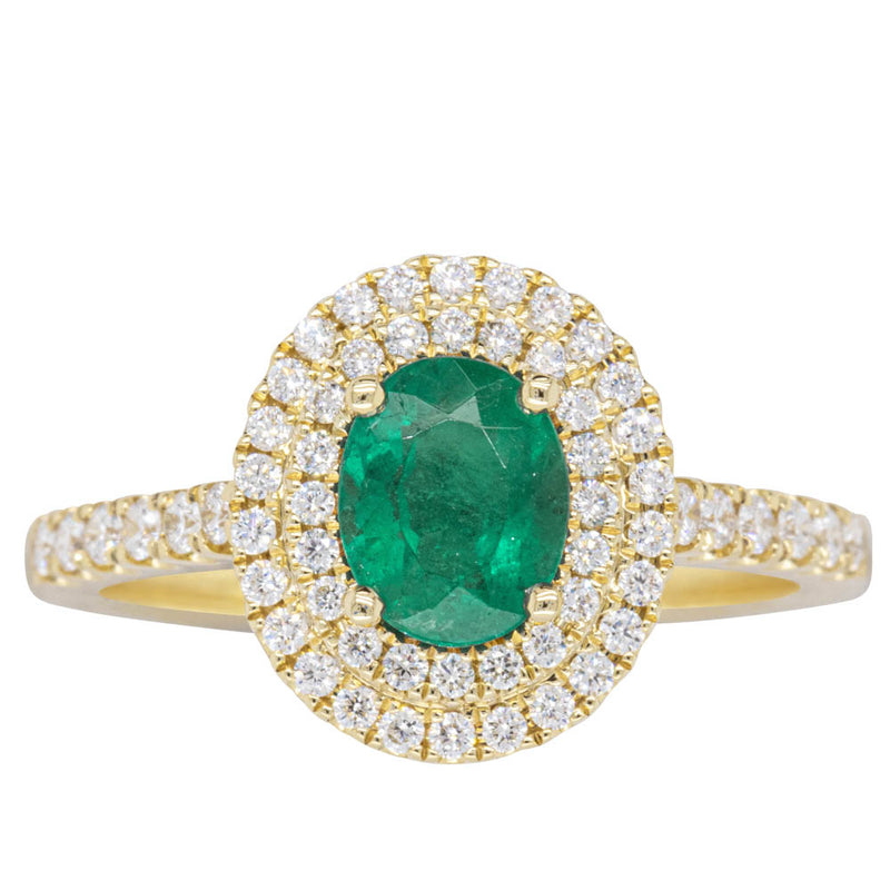 18ct Yellow Gold .81ct Emerald & Diamond Ring-Ring-Walker & Hall