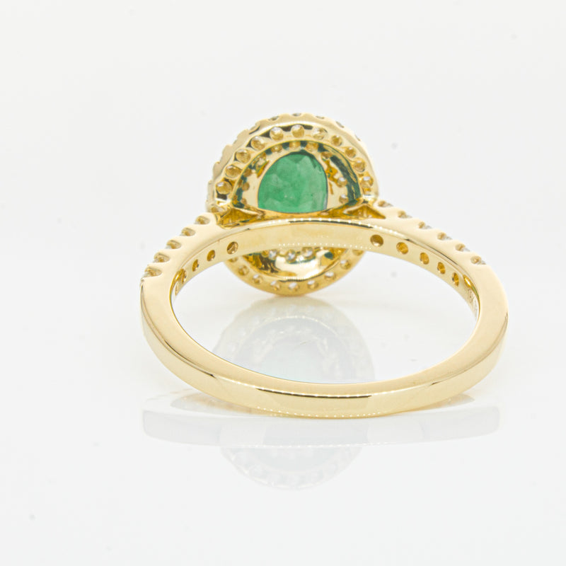 18ct Yellow Gold .81ct Emerald & Diamond Ring-Ring-Walker & Hall