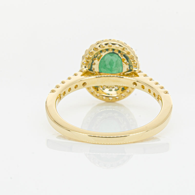 18ct Yellow Gold .81ct Emerald & Diamond Ring-Ring-Walker & Hall