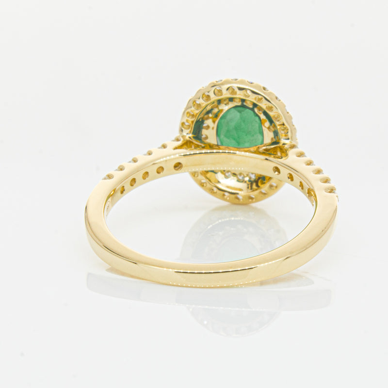 18ct Yellow Gold .81ct Emerald & Diamond Ring-Ring-Walker & Hall