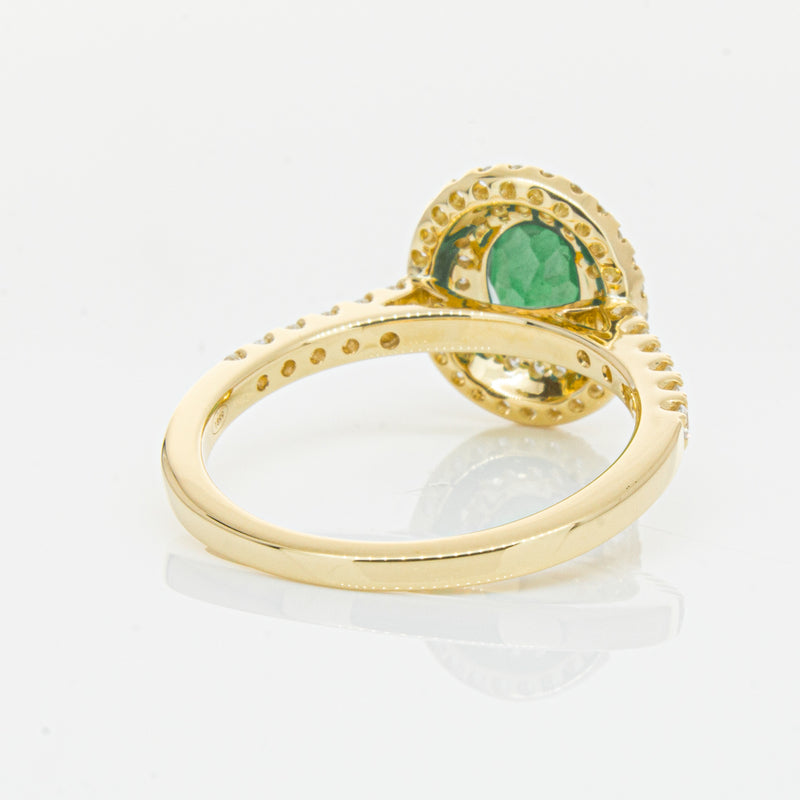 18ct Yellow Gold .81ct Emerald & Diamond Ring-Ring-Walker & Hall