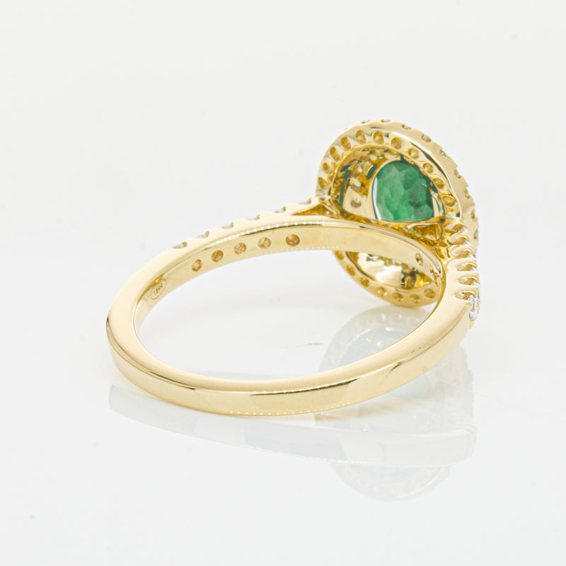 18ct Yellow Gold .81ct Emerald & Diamond Ring-Ring-Walker & Hall