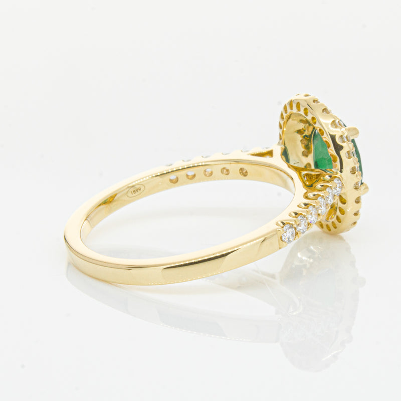 18ct Yellow Gold .81ct Emerald & Diamond Ring-Ring-Walker & Hall