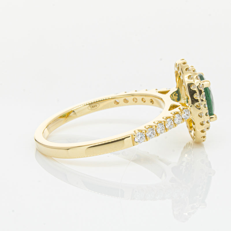 18ct Yellow Gold .81ct Emerald & Diamond Ring-Ring-Walker & Hall
