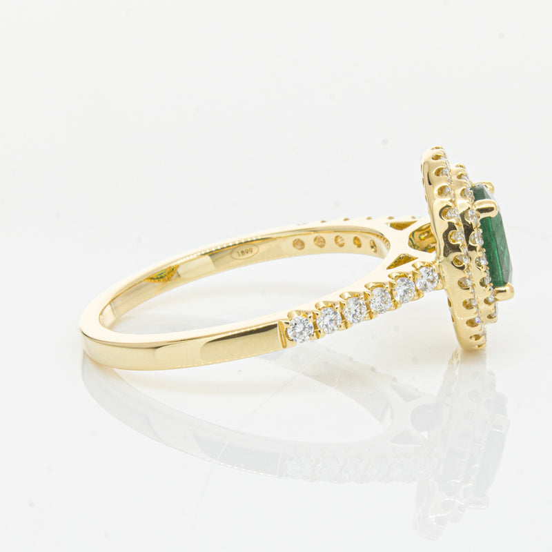 18ct Yellow Gold .81ct Emerald & Diamond Ring-Ring-Walker & Hall