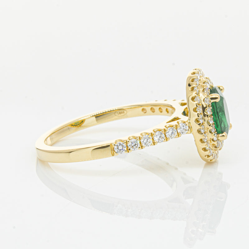 18ct Yellow Gold .81ct Emerald & Diamond Ring-Ring-Walker & Hall