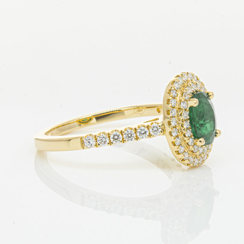18ct Yellow Gold .81ct Emerald & Diamond Ring-Ring-Walker & Hall