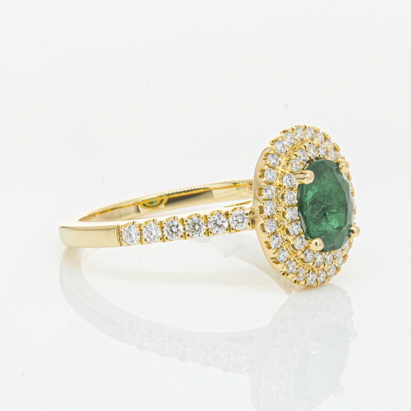 18ct Yellow Gold .81ct Emerald & Diamond Ring-Ring-Walker & Hall