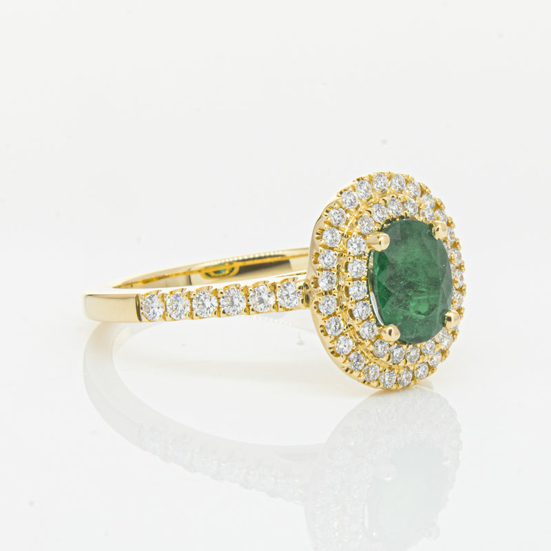 18ct Yellow Gold .81ct Emerald & Diamond Ring-Ring-Walker & Hall