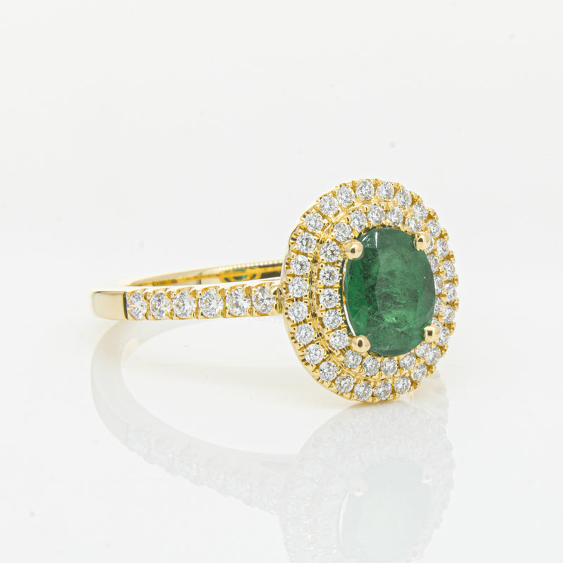 18ct Yellow Gold .81ct Emerald & Diamond Ring-Ring-Walker & Hall