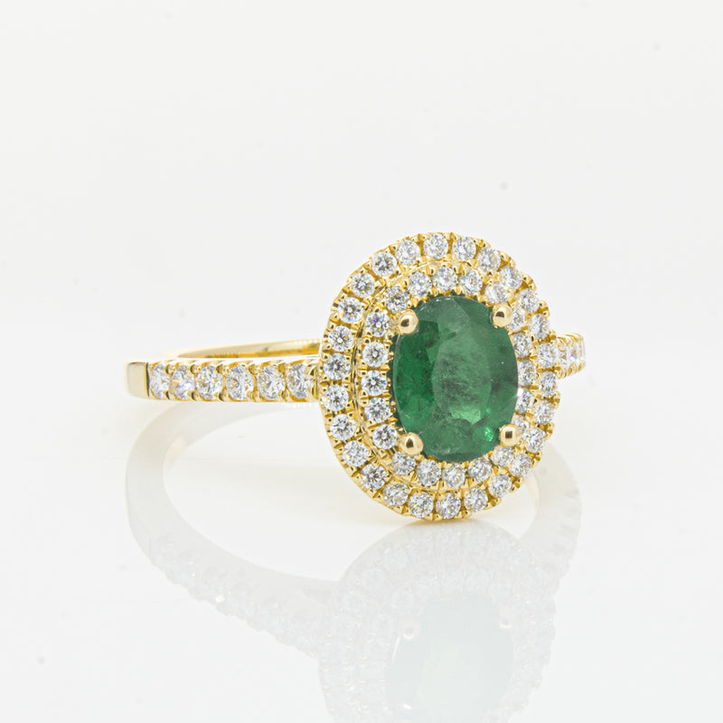 18ct Yellow Gold .81ct Emerald & Diamond Ring-Ring-Walker & Hall
