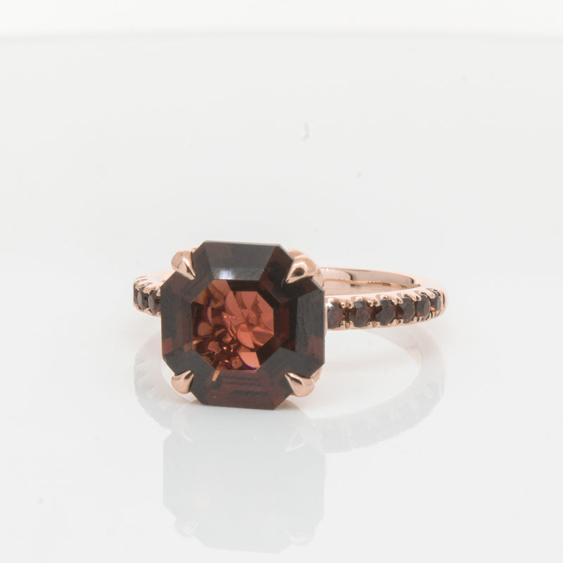 18ct Rose Gold Garnet Octavus Ring-Ring-Walker & Hall