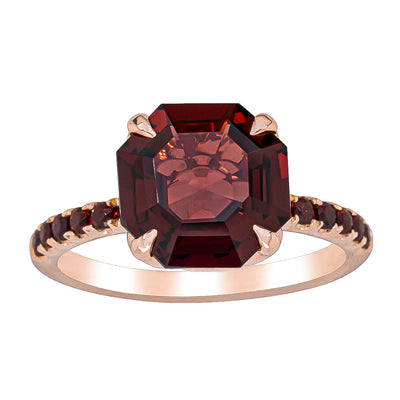 18ct Rose Gold Garnet Octavus Ring-Ring-Walker & Hall