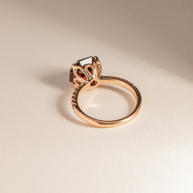 18ct Rose Gold Garnet Octavus Ring-Ring-Walker & Hall