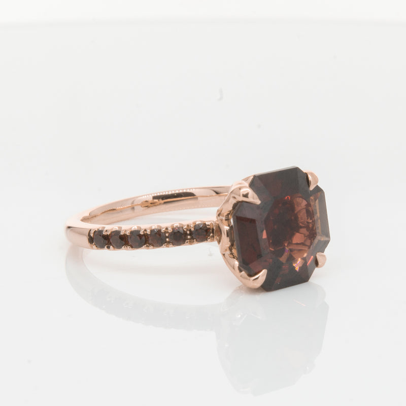 18ct Rose Gold Garnet Octavus Ring-Ring-Walker & Hall