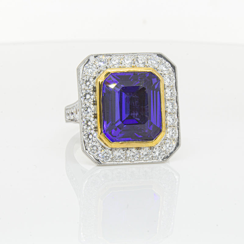 18ct White Gold Tanzanite & Diamond Ring-Ring-Walker & Hall
