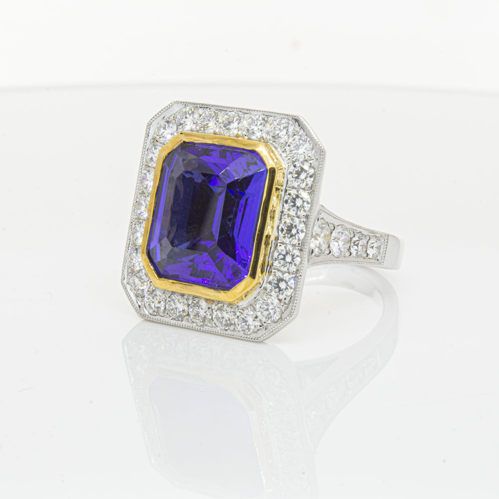 18ct White Gold Tanzanite & Diamond Ring-Ring-Walker & Hall