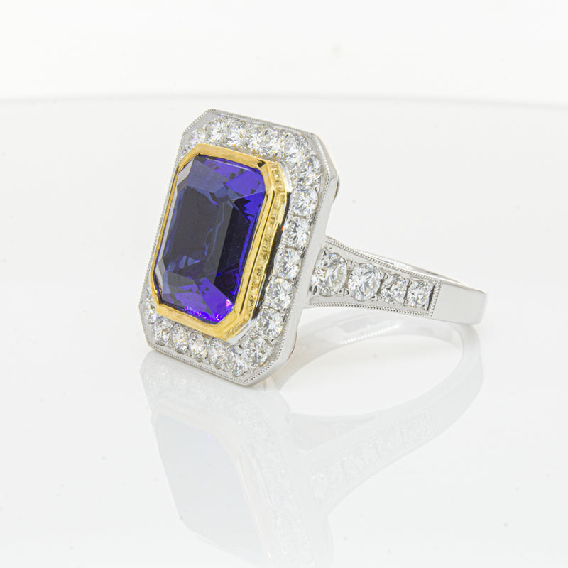 18ct White Gold Tanzanite & Diamond Ring-Ring-Walker & Hall