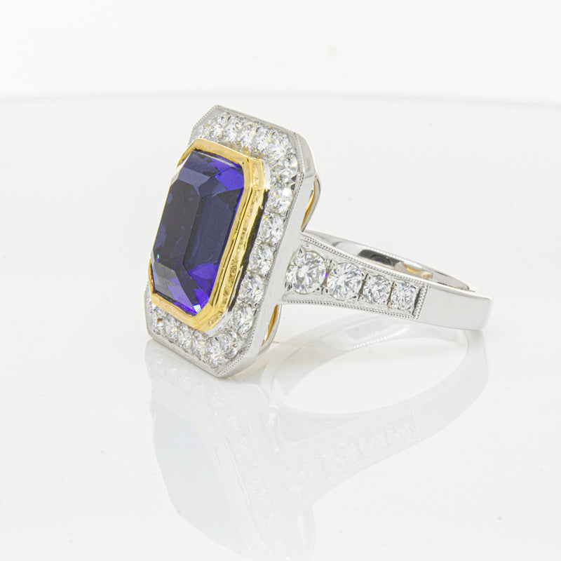 18ct White Gold Tanzanite & Diamond Ring-Ring-Walker & Hall
