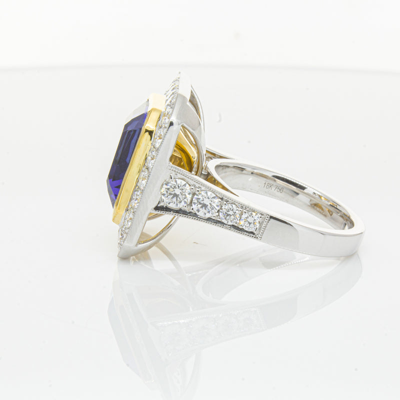 18ct White Gold Tanzanite & Diamond Ring-Ring-Walker & Hall