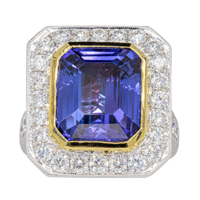 18ct White Gold Tanzanite & Diamond Ring-Ring-Walker & Hall