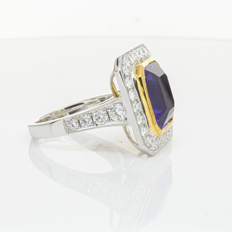 18ct White Gold Tanzanite & Diamond Ring-Ring-Walker & Hall